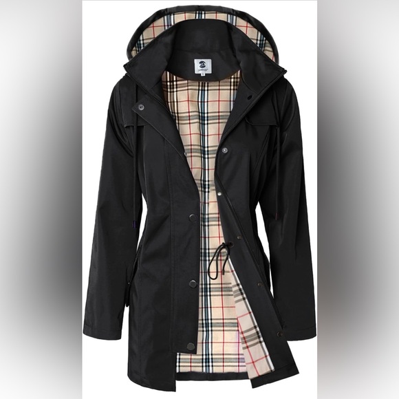SaphiRose Women's Long Hooded Rain Jacket Outdoor Raincoat Windbreaker - Picture 1 of 14